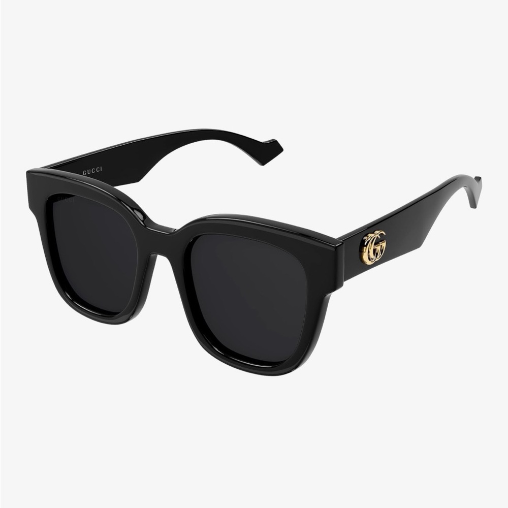 Gucci Black Square Sunglasses with Gold Emblem